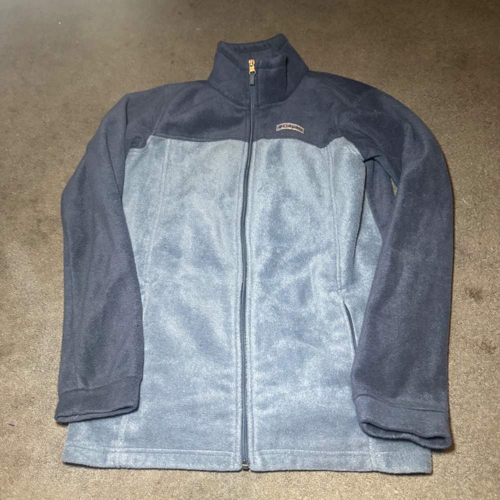 Columbia Kids Fleece Jacket Full Zip Two Tone Blue Mock Neck XL 18/20